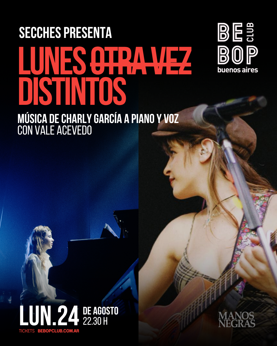 Lunes Otra Vez Distintos | Música de Charly García a piano y voz | Con Vale Acevedo