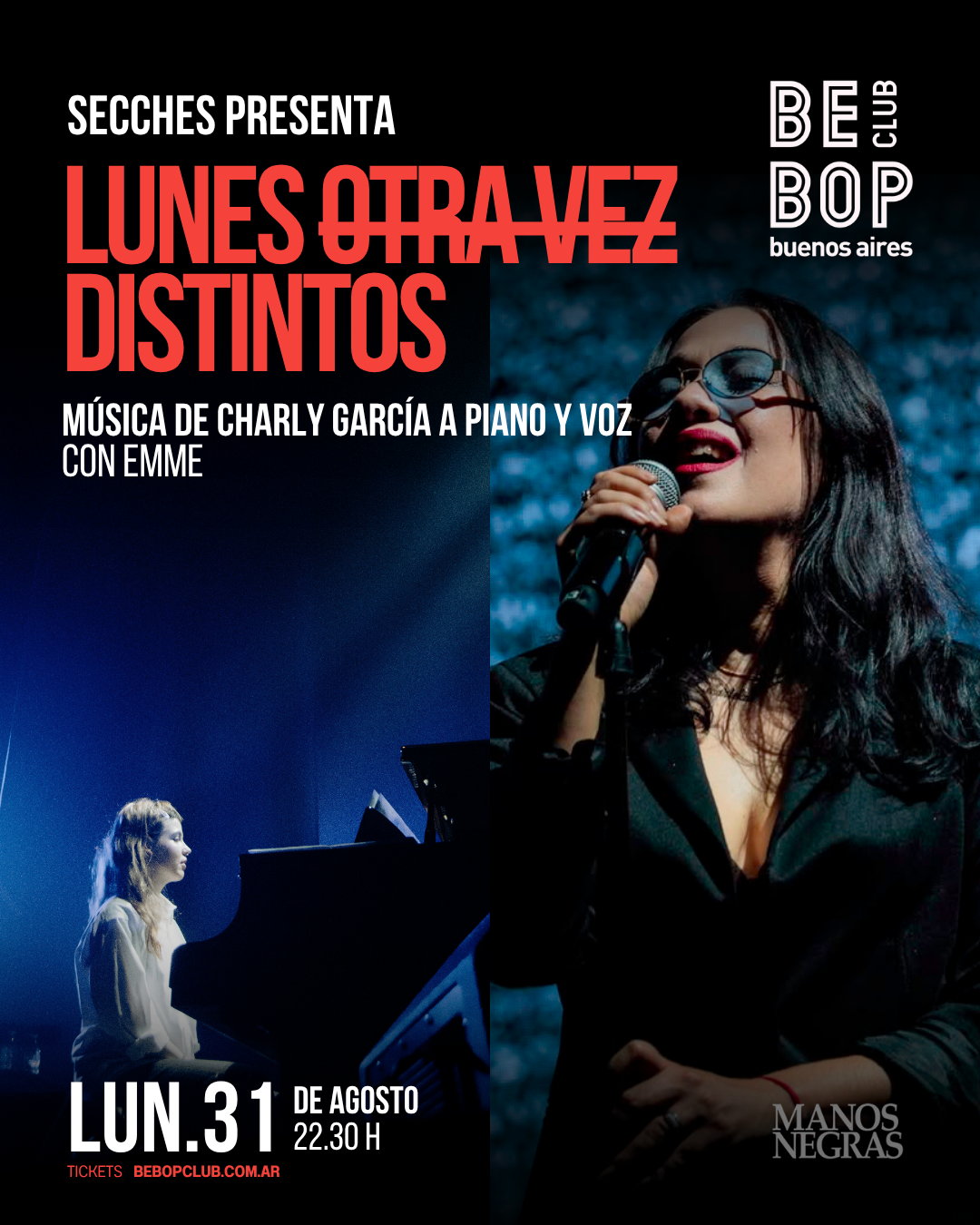 Lunes Otra Vez Distintos | Música de Charly García a piano y voz | Con Emme