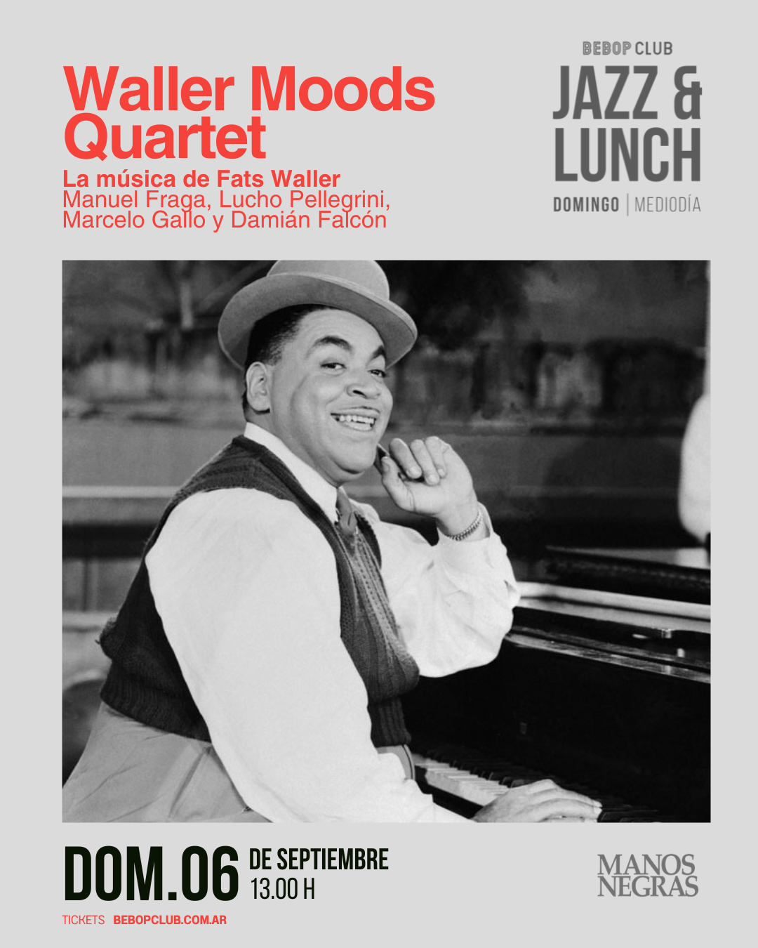 Waller Moods Quartet | La música de Fats Waller | Manuel Fraga, Lucho Pellegrini, Marcelo Gallo u Damián Falcón