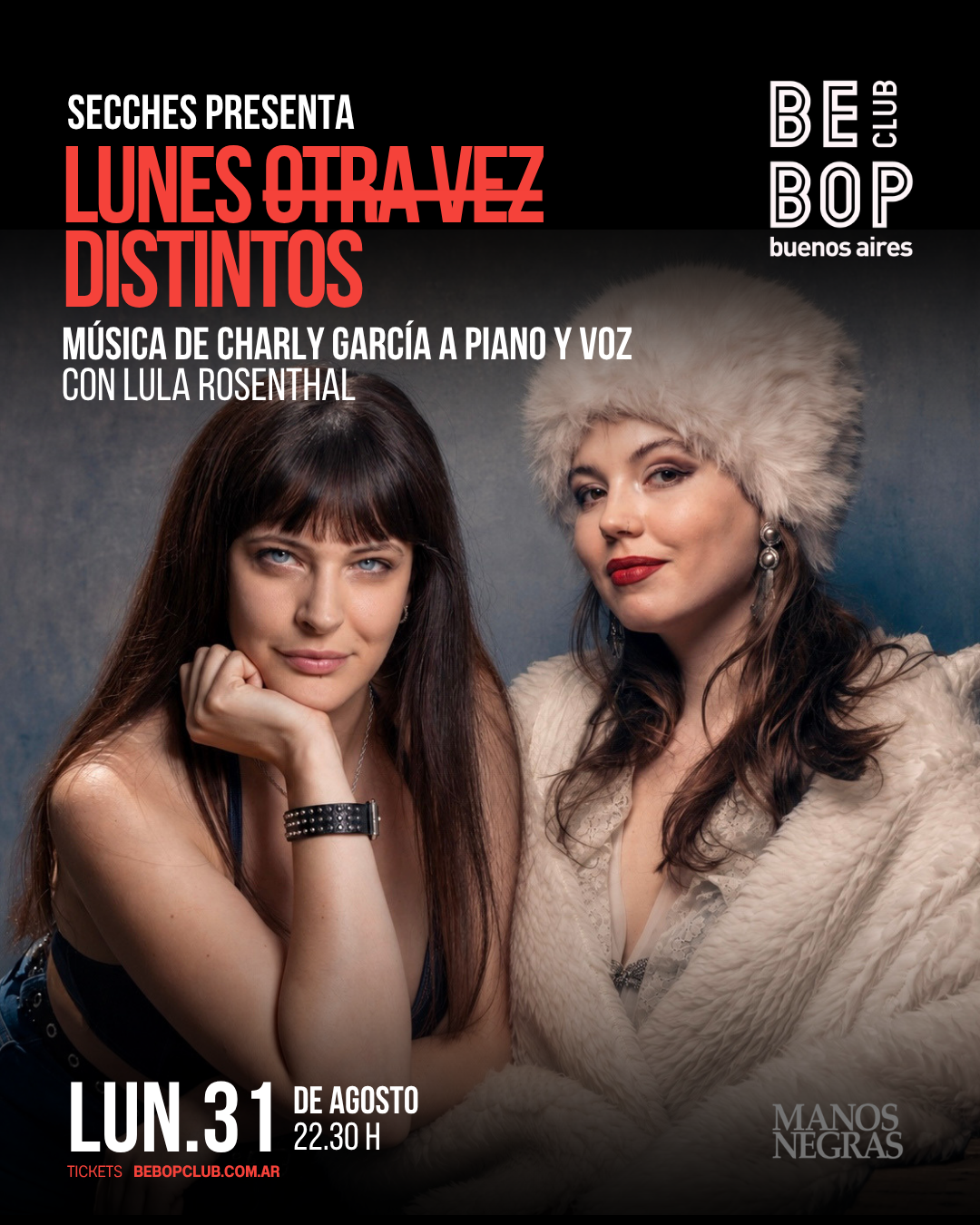 Lunes Otra Vez Distintos | Música de Charly García a piano y voz | Con Lula Rosenthal artwork from Bebop Club