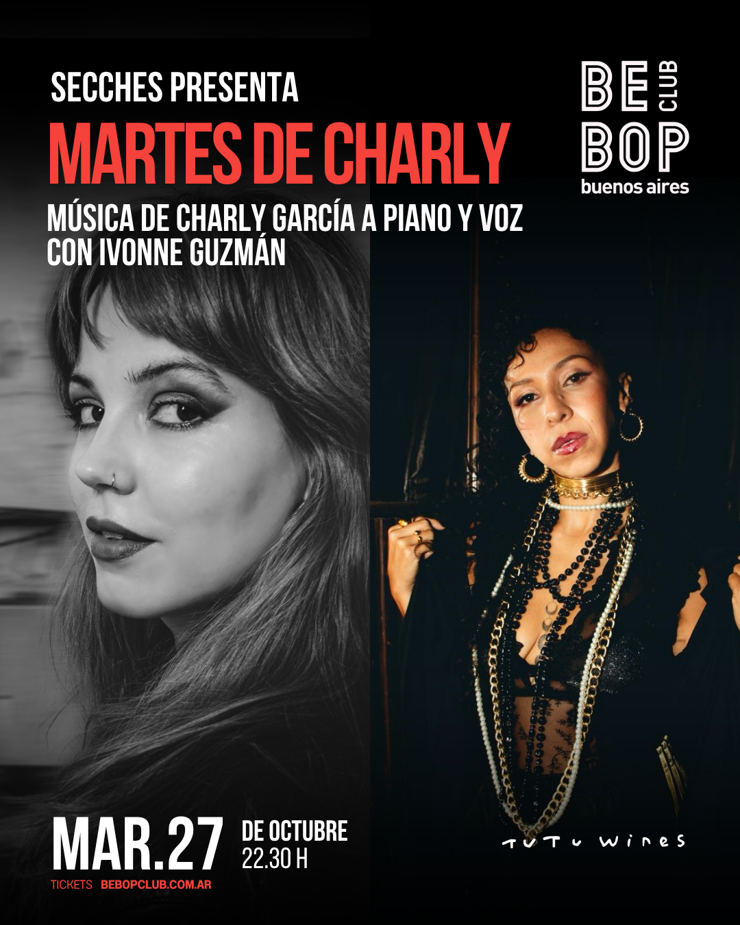 SECCHES PRESENTA | MARTES DE CHARLY  | MÚSICA DE CHARLY GARCÍA A PIANO Y VOZ -  CADA MARTES UNA CANTANTE DISTINTA